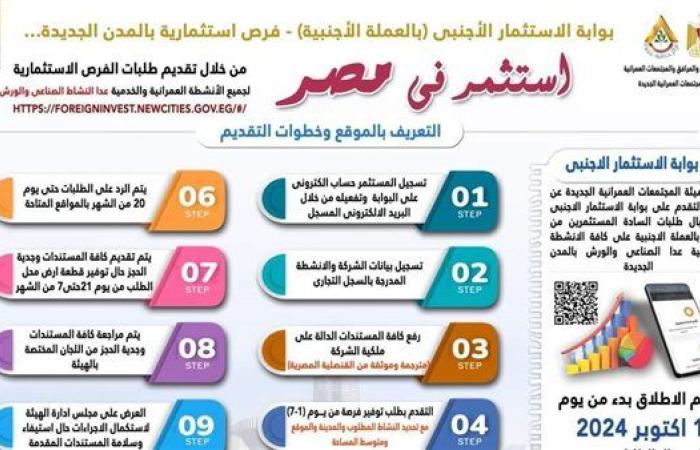 فتح باب تلقي طلبات المستثمرين من الخارج بالعملة الأجنبية عبر "بوابة الاستثمار الأجنبي"