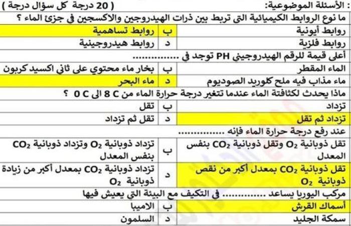 مراجعات نهائية.. امتحان بني سويف وإجابته في العلوم المتكاملة لـ الصف الأول الثانوي 2025