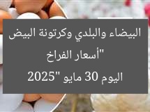 “أسعار الفراخ البيضاء والبلدي وكرتونة البيض اليوم 30 مايو 2025”