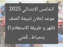 موعد إعلان نتيجة الصف الخامس الابتدائي 2025 بدمياط.. (متي تظهر و طريقة الاستعلام؟)