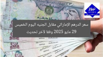 سعر الدرهم الإماراتي مقابل الجنيه اليوم الخميس 29 مايو 2025 وفقا لآخر تحديث