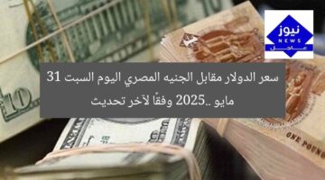 سعر الدولار مقابل الجنيه المصري اليوم السبت 31 مايو 2025.. وفقًا لآخر تحديث