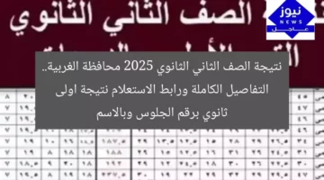 نتيجة الصف الثاني الثانوي 2025 محافظة الغربية.. التفاصيل الكاملة ورابط الاستعلام نتيجة اولى ثانوي برقم الجلوس وبالاسم