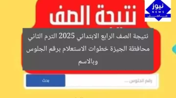 نتيجة الصف الرابع الابتدائي 2025 الترم الثاني محافظة الجيزة خطوات الاستعلام برقم الجلوس وبالاسم