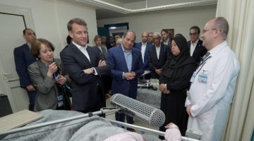 تفاصيل زيارة ماكرون للمركز اللوجستي للهلال الأحمر فى العريش