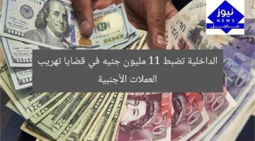 [الداخلية: ضبط 11 مليون جنيه في قضايا اتجار العملات الأجنبية]  
وزارة الداخلية, اتجار العملات الأجنبية, 11 مليون جنيه