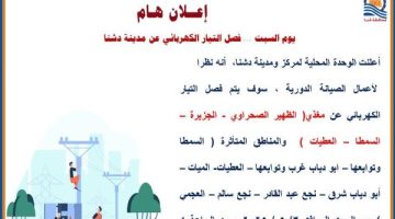 فصل الكهرباء عن 8 مناطق بمركز دشنا قنا .. غدا