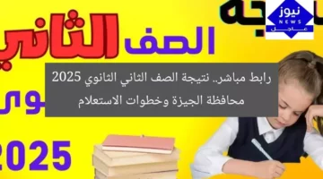 رابط مباشر.. نتيجة الصف الثاني الثانوي 2025 محافظة الجيزة وخطوات الاستعلام