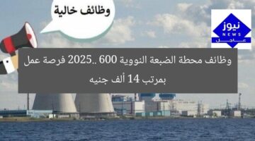 وظائف محطة الضبعة النووية 2025.. 600 فرصة عمل بمرتب 14 ألف جنيه