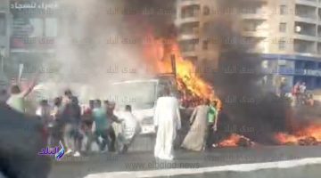 نشوب حريق بمقطورة جرار زراعي في مدخل المدينة الصناعية بسوهاج