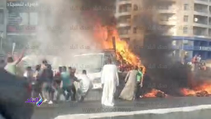 نشوب حريق بمقطورة جرار زراعي في مدخل المدينة الصناعية بسوهاج