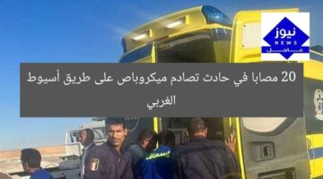 20 مصابا في حادث تصادم ميكروباص على طريق أسيوط الغربي