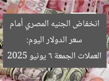 سعر الدولار اليوم: انخفاض الجنيه المصري أمام العملات الجمعة 6 يونيو 2025