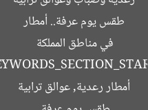 طقس يوم عرفة: أمطار رعدية وضباب وعوالق ترابية في مناطق المملكة  
طقس يوم عرفة, أمطار رعدية, عوالق ترابية