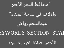 [العنوان المعاد صياغته] 
“محافظ البحر الأحمر يؤدي صلاة العيد في مسجد عبدالمنعم رياض والآلاف في ساحة الميناء”  
[KEYWORDS_SECTION_START]  
محافظ البحر الأحمر, صلاة العيد, مسجد عبدالمنعم رياض