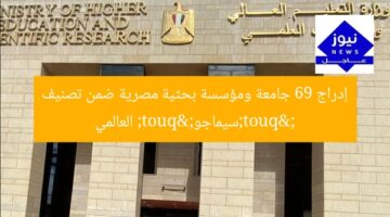 إدراج 69 جامعة ومؤسسة بحثية مصرية ضمن تصنيف "سيماجو" العالمي