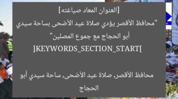 [العنوان المعاد صياغته]  
“محافظ الأقصر يؤدي صلاة عيد الأضحى بساحة سيدي أبو الحجاج مع جموع المصلين”  

[KEYWORDS_SECTION_START]  
محافظ الأقصر, صلاة عيد الأضحى, ساحة سيدي أبو الحجاج