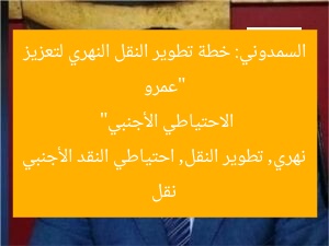 “عمرو السمدوني: خطة تطوير النقل النهري لتعزيز الاحتياطي الأجنبي”  
نقل نهري, تطوير النقل, احتياطي النقد الأجنبي