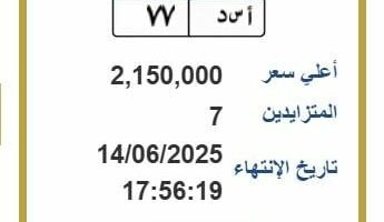 تخطت 2 مليون جنيه.. مزايدة نارية على لوحة سيارة مميزة