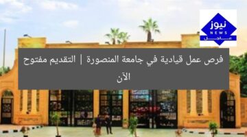 فرص عمل قيادية في جامعة المنصورة | التقديم مفتوح الآن