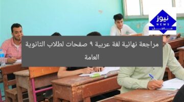 مراجعة نهائية لغة عربية لطلاب الثانوية بـ9 صفحات فقط