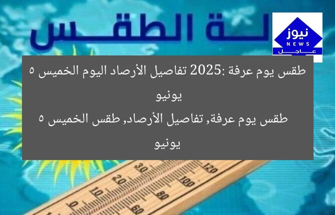 طقس يوم عرفة 2025: تفاصيل الأرصاد اليوم الخميس 5 يونيو
طقس يوم عرفة, تفاصيل الأرصاد, طقس الخميس 5 يونيو