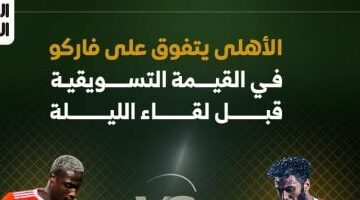 الأهلى يتفوق على فاركو في القيمة التسويقية قبل لقاء الليلة.. إنفو جراف