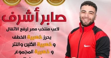 صابر أشرف يتوج بثلاث ذهبيات فى بطولة أفريقيا للأثقال للشباب والناشئين