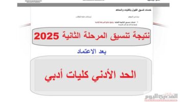 رسميًأ نتيجة تنسيق المرحلة الثانية 2025.. الحد الأدني كليات أدبي (اعرف كليتك)