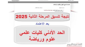 رسميًا نتيجة تنسيق المرحلة الثانية 2025.. الحد الأدنى كليات علمي علوم ورياضة (اعرف كليتك)