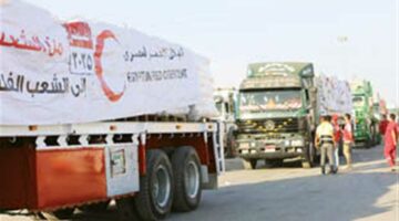 تحرك الدفعة الـ 22 من شاحنات المساعدات إلى معبر كرم أبو سالم