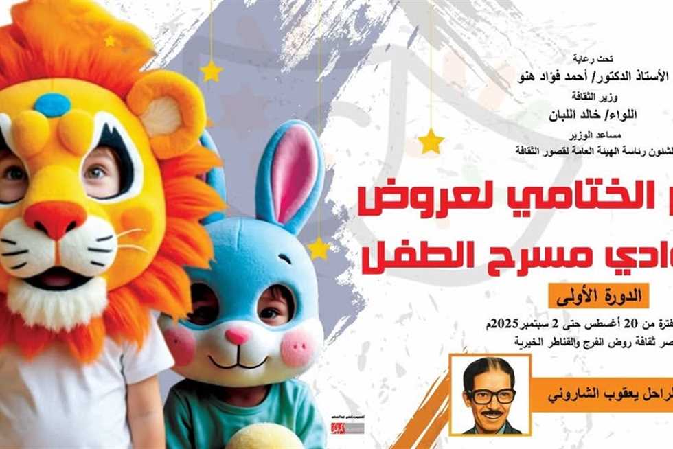 الليلة.. انطلاق المهرجان الختامي لشرائح ونوادي مسرح الطفل في دورته الأولى