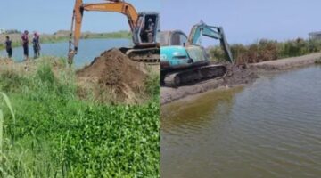 إزالة 12 مزرعة سمكية مخالفة على مصرف بحر البقر ومنطقة شمال سهل الحسنية بجنوب بورسعيد