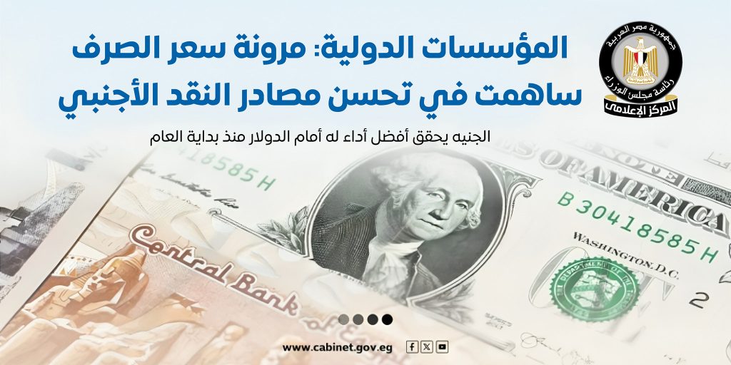 المؤسسات الدولية تشيد بمرونة سعر الصرف وتحسن أداء الجنيه المصري أمام الدولار