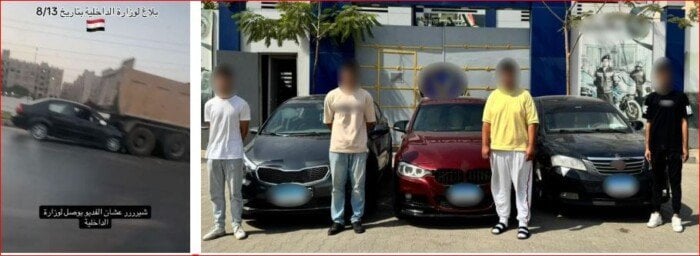 بدء التحقيق مع المتهمين بمطاردة فتاتين على طريق الواحات