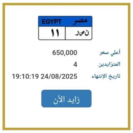 «نصر – 11».. المرور تطرح لوحة سيارة مميزة للتزايد