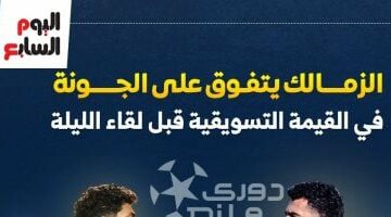 الزمالك يتفوق على الجونة فى القيمة التسويقية قبل لقاء الليلة.. إنفوجراف