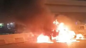 السيطرة على حريق شب في سيارتين على الطريق الدائري بالقليوبية
