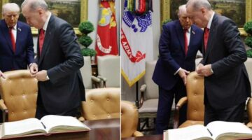 ترامب يسحب الكرسي للرئيس التركي عقب توقيعه في دفتر الشرف (صورة)
