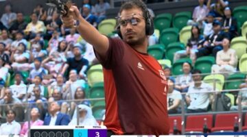 عمر خالد يحقق المركز السادس في مسدس 25 متر ببطولة كأس العالم للرماية بالصين