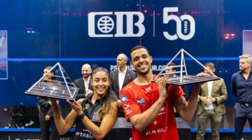 مصطفى عسل وهانيا الحمامي يتوجان بطولة CIB المفتوحة للإسكواش الماسية 2025 