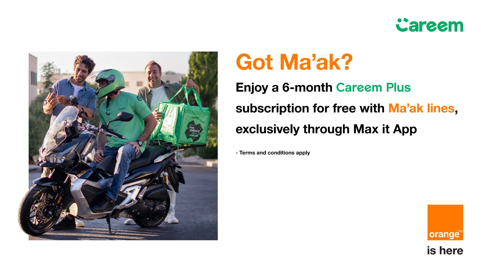 عاجل.. Orange Jordan Grants “Ma’ak” Line and “Visitors” Line Customers Free Months of Careem Plus