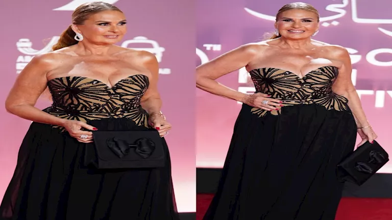 يسرا تتألق بفستان جريء من إيلي صعب بقيمة 192 ألف جنيه